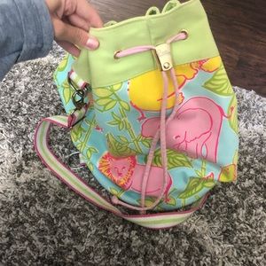Lilly Pulitzer drawstring canvas beach bag
